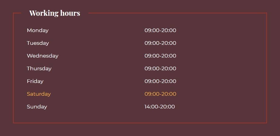 Working hours from March 2021